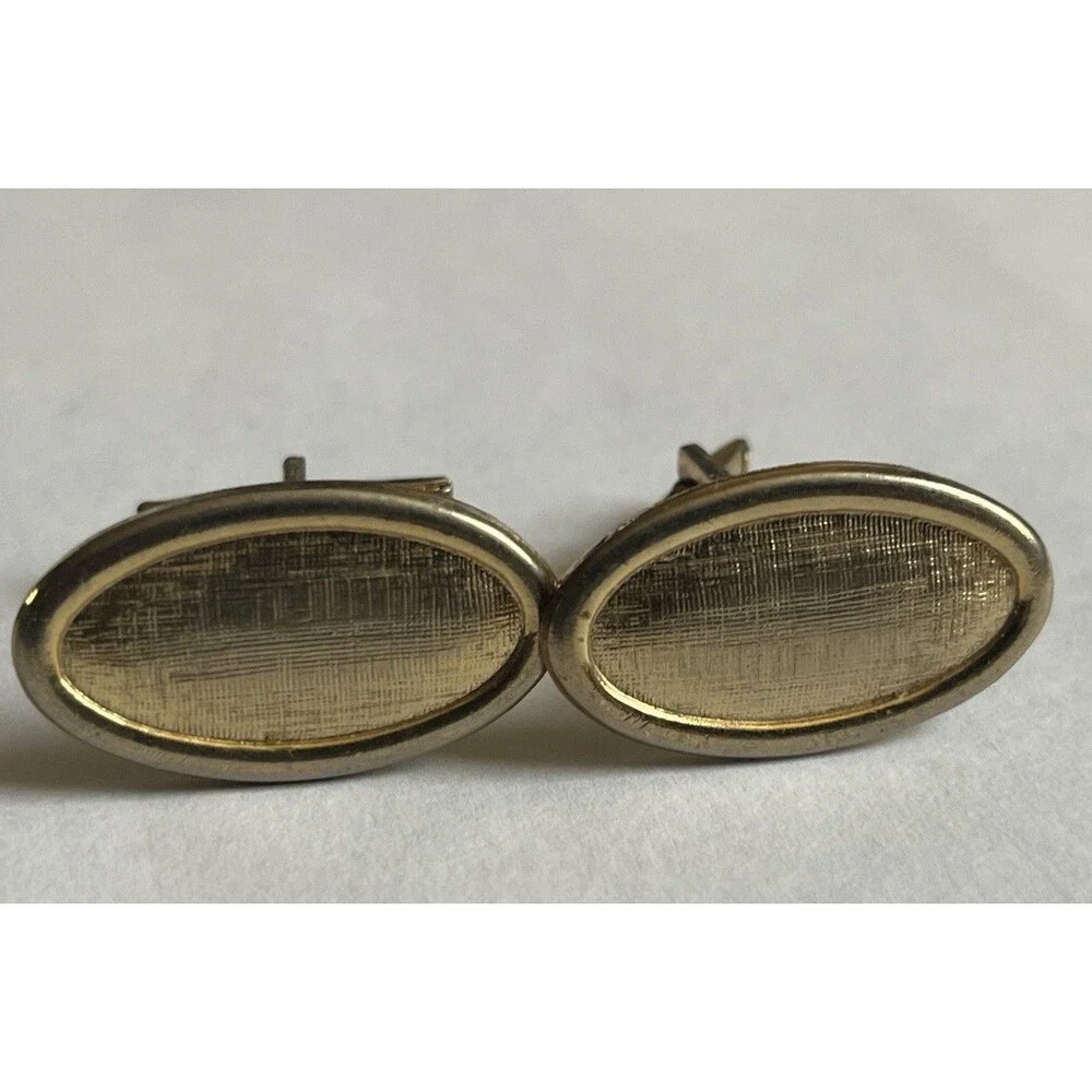 Vintage Mid Century Cufflinks Lot 3 Pairs Gold Tone Deco Mod